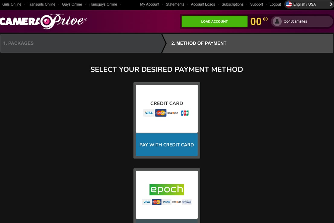 cameraprive payment options